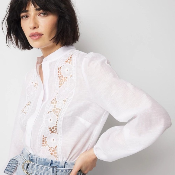 White House Black Market Tops - White House Black Market White Lace Blouse